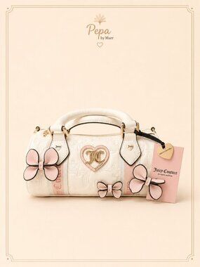 Juicy Couture Cream & Pink Bow Handbag NWT with Shoulder Strap